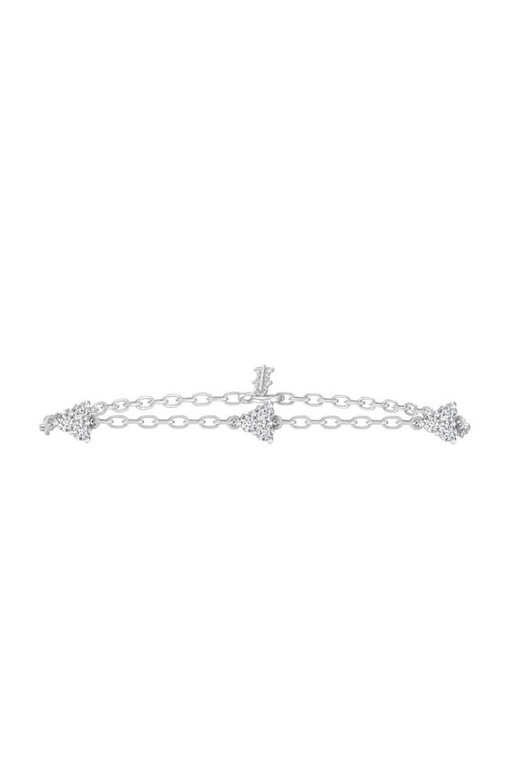 FINE JEWELRY 10K White Gold Round Lab Grown Diamond Triangle Bracelets (1/4 cttw, D-F Color, VS1 Clarity) 7"