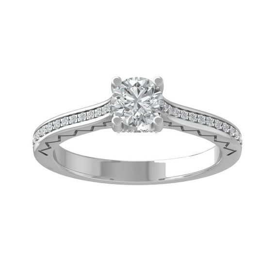 ARAIYA FINE JEWELRY 10K White Gold Round Lab Grown Diamondsolitaire Engagement Ring (3/4 cttw, VS Clarity, D-E Color) Size 6