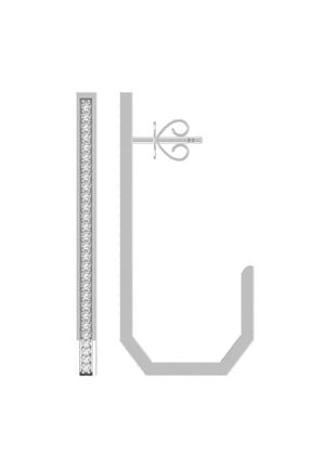 FINE JEWELRY 10K White Gold Round-Shape Lab Grown Diamond J- Hoop Earrings (1/5 Cttw, D-F Color, VS1 Clarity)