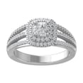 thumbnail image 1 of ARAIYA FINE JEWELRY 10K White Gold Round and Asscher-shape Diamond halo Engagement Ring (1 cttw, I-J Color, I2-I3 Clarity) Size 8, 1 of 6