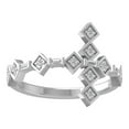 thumbnail image 1 of ARAIYA FINE JEWELRY 10K White Gold Round and Baguette shape Lab Grown Diamond Cross Engagement Ring (1/8 cttw, VS Clarity, D-E Color) Size 10, 1 of 1