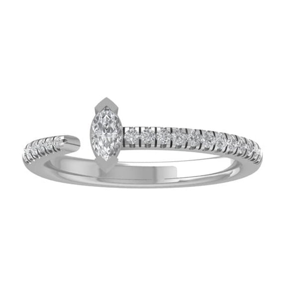 ARAIYA FINE JEWELRY 10K White Gold Round and Marquise-shape Diamond Fashion Band Ring (1/3 cttw, I-J Color, I2-I3 Clarity) Size 7