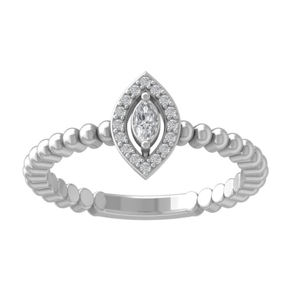 ARAIYA FINE JEWELRY 10K White Gold Round and Marquise-shape Diamond Promise Ring (1/6 cttw, I-J Color, I2-I3 Clarity) Size 8