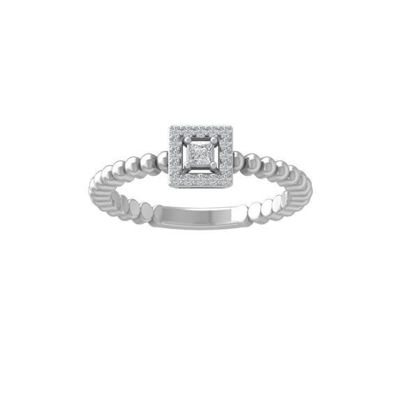 ARAIYA FINE JEWELRY 10K White Gold Round and Princess-shape Diamond Promise Ring (1/6 cttw, I-J Color, I2-I3 Clarity) Size 6.5