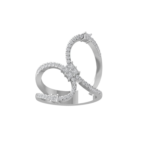 ARAIYA FINE JEWELRY 10K White Gold Round and Princess shape Lab Grown Diamond Band Ring (1/2 cttw, VS Clarity, D-F Color) Size 7.5