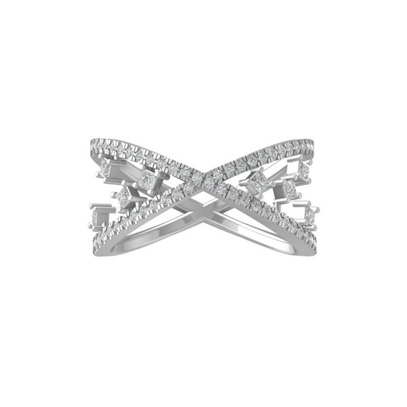 ARAIYA FINE JEWELRY 10K White Gold Round and Princess shape Lab Grown Diamond Band Ring (1/2 cttw, VS Clarity, D-F Color) Size 8