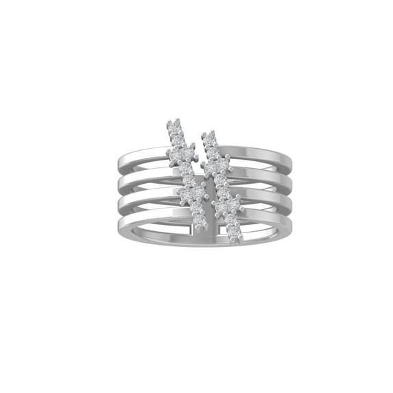 ARAIYA FINE JEWELRY 10K White Gold Round and Princess shape Lab Grown Diamond Band Ring (1/4 cttw, VS Clarity, D-F Color) Size 7.5