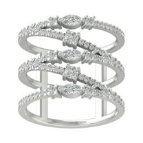 ARAIYA FINE JEWELRY 10K White Gold Round and marquise-shape Diamond Fashion Ring (1 cttw, I2-I3 Clarity, I-J Color) Size 6.5