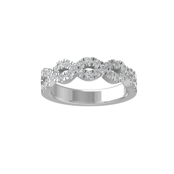 ARAIYA FINE JEWELRY 10K White Gold Round-shape Diamond Anniversary Ring (1/5 cttw, I2-I3 Clarity, I-J Color) Size 8