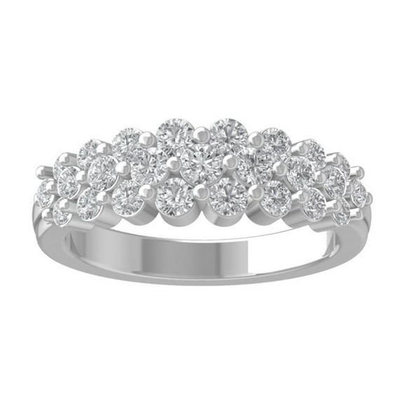 ARAIYA FINE JEWELRY 10K White Gold Round-shape Diamond Anniversary Ring (1 cttw, I2-I3 Clarity, I-J Color) Size 6.5