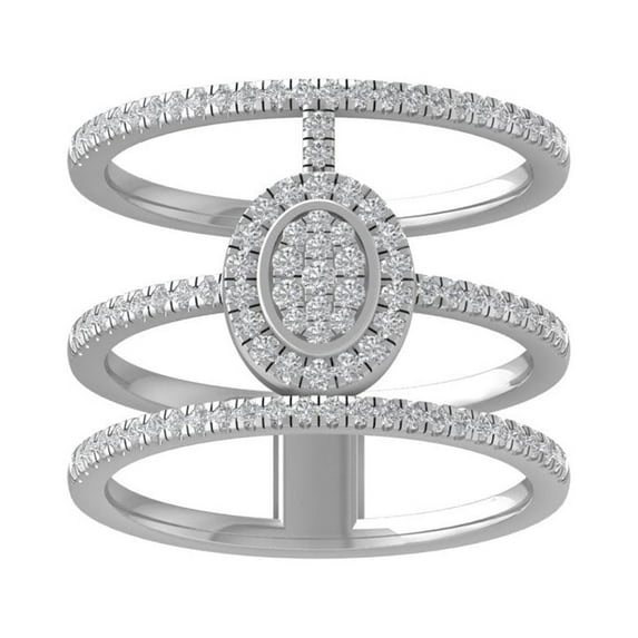 ARAIYA FINE JEWELRY 10K White Gold Round-shape Diamond Composite Ring (1/2 cttw, I2-I3 Clarity, I-J Color) Size 5.5