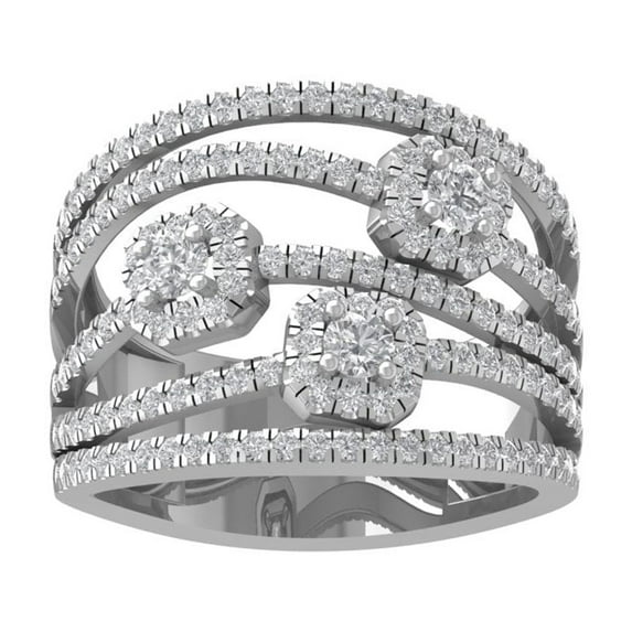 ARAIYA FINE JEWELRY 10K White Gold Round-shape Diamond Composite Ring (1/2 cttw, I2-I3 Clarity, I-J Color) Size 7.5