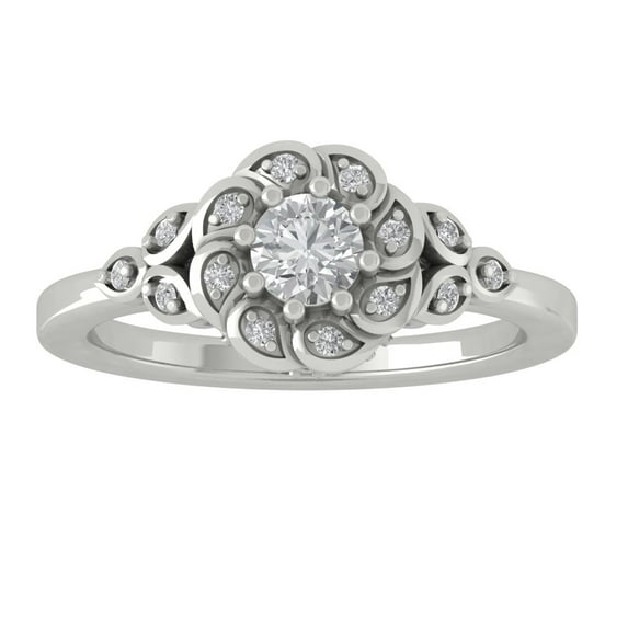 ARAIYA FINE JEWELRY 10K White Gold Round-shape Diamond Engagement Ring (1/2 cttw, I2-I3 Clarity, I-J Color) Size 6