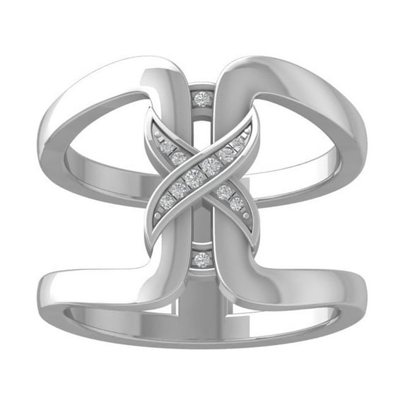 ARAIYA FINE JEWELRY 10K White Gold Round-shape Diamond Fashion Ring (1/10 cttw, I2-I3 Clarity, I-J Color) Size 6.5