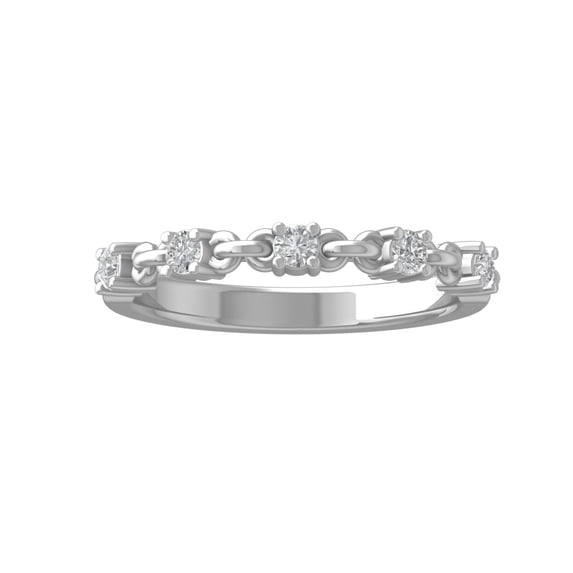 ARAIYA FINE JEWELRY 10K White Gold Round-shape Diamond Wedding Band Ring (1/4 cttw, I2-I3 Clarity, I-J Color) Size 6.5