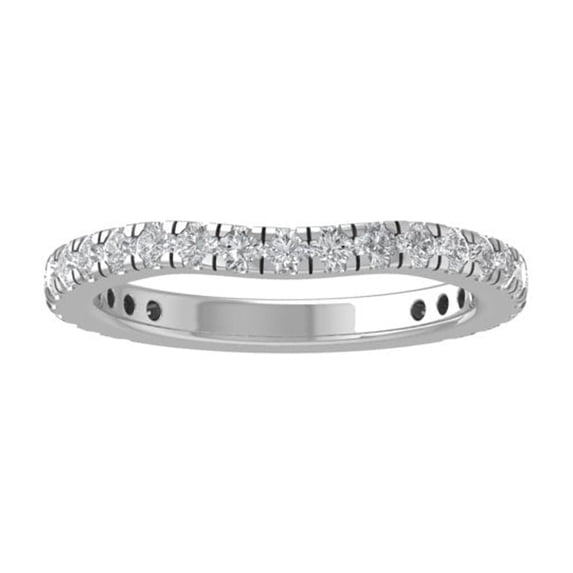 ARAIYA FINE JEWELRY 10K White Gold Round-shape Diamond Wedding Band Ring (5/8 cttw, I2-I3 Clarity, I-J Color) Size 8