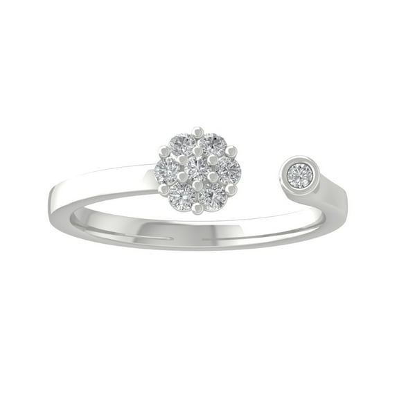 ARAIYA FINE JEWELRY 10K White Gold Round-shape Lab Grown Diamond Bypass Ring (1/4 cttw, VS Clarity, D-F Color) Size 7.5