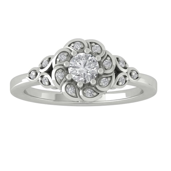 ARAIYA FINE JEWELRY 10K White Gold Round-shape Lab Grown Diamond Engagement Ring (1/2 cttw, VS Clarity, D-F Color) Size 9