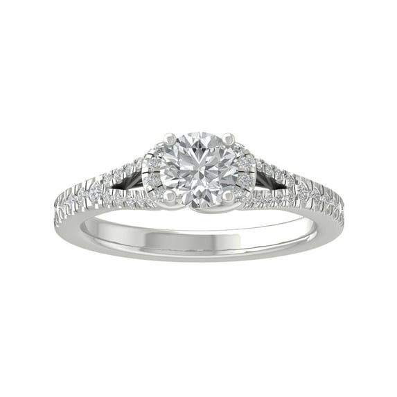 ARAIYA FINE JEWELRY 10K White Gold Round-shape Lab Grown Diamond Engagement Ring (1 cttw, VS Clarity, D-F Color) Size 5.5