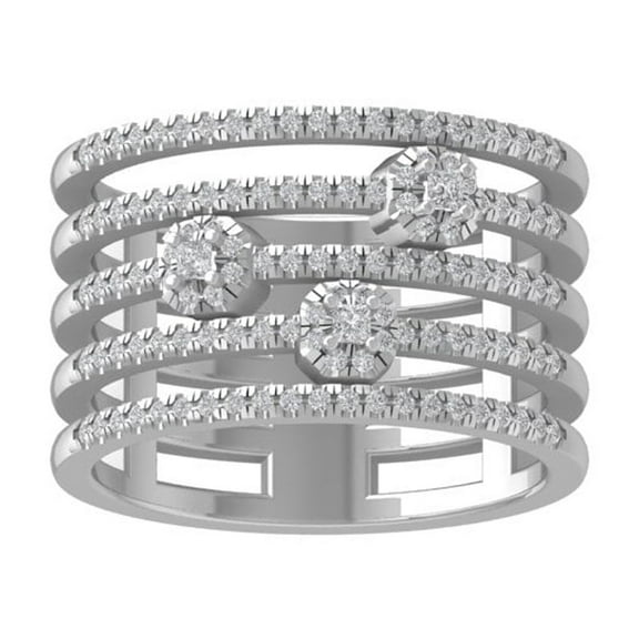 ARAIYA FINE JEWELRY 10K White Gold Round-shape Lab Grown Diamond Fashion Ring (1/2 cttw, VS Clarity, D-F Color) Size 10