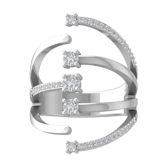 ARAIYA FINE JEWELRY 10K White Gold Round-shape Lab Grown Diamond Fashion Ring (1/2 cttw, VS Clarity, D-F Color) Size 7