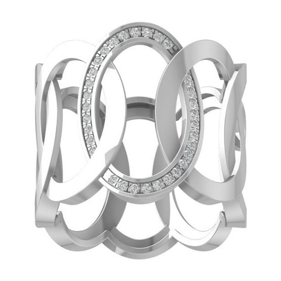 ARAIYA FINE JEWELRY 10K White Gold Round-shape Lab Grown Diamond Fashion Ring (1/6 cttw, VS Clarity, D-F Color) Size 8