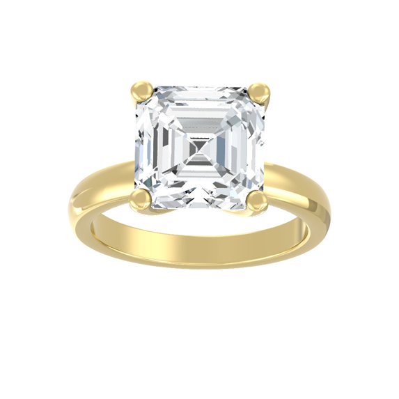 ARAIYA FINE JEWELRY 10K Yellow Gold Asscher Shape Lab Grown Diamond Prong-Set Engagement Ring Size 8 (1 1/2 cttw, D-F Color, VS Clarity)