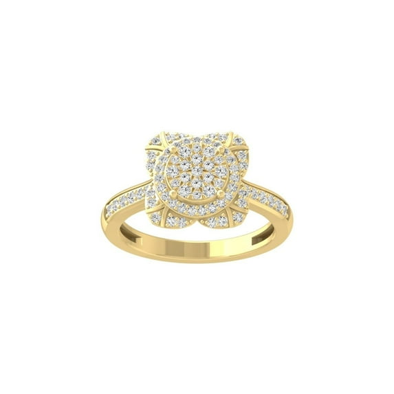 ARAIYA FINE JEWELRY 10K Yellow Gold Cluster Diamond Engagement Ring (1/2 cttw, I-J Color, I2-I3 Clarity) Size 6.5
