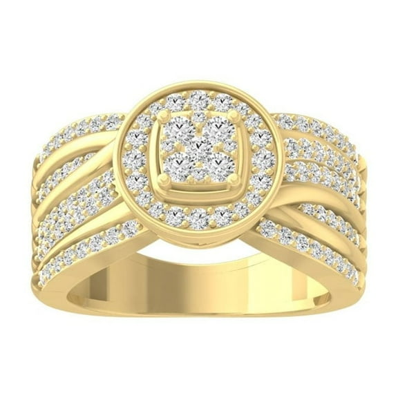 ARAIYA FINE JEWELRY 10K Yellow Gold Cluster Diamond Wedding Band Ring (3/4 cttw, I-J Color, I2-I3 Clarity) Size 10