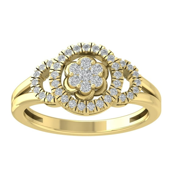 ARAIYA FINE JEWELRY 10K Yellow Gold Cluster Lab Grown Diamond Halo Band Ring (1/3 cttw, D-F Color, VS Clarity), Size 5.5