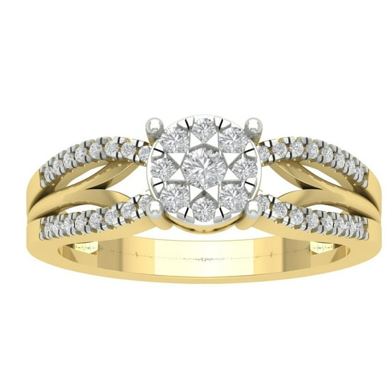 ARAIYA FINE JEWELRY 10K Yellow Gold Cluster Lab Grown Diamond Ring (3/8 cttw, D-F Color, VS Clarity), Size 8