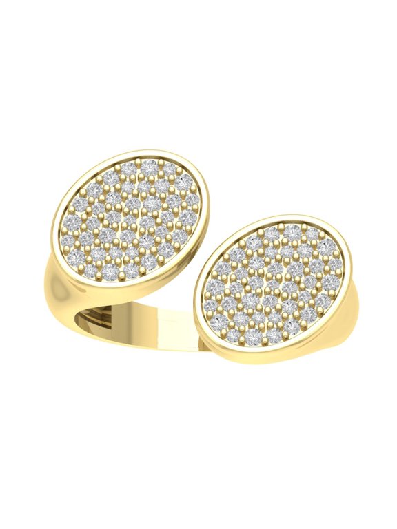 FINE JEWELRY 10K Yellow Gold Cluster Lab Grown Diamond Space Band Ring (1/2 cttw, D-F Color, VS Clarity), Size 9.5