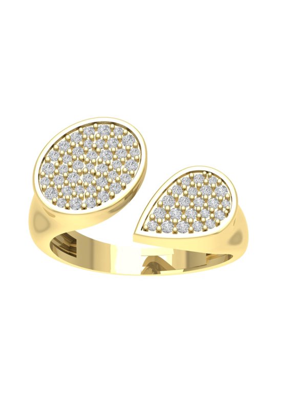 FINE JEWELRY 10K Yellow Gold Cluster Lab Grown Diamond Space Band Ring (3/8 cttw, D-F Color, VS Clarity), Size 7.5