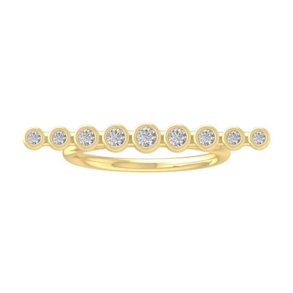 ARAIYA FINE JEWELRY 10K Yellow Gold Diamond Bar Band Ring (1/4 cttw, I-J Color, I2-I3 Clarity) Size 7