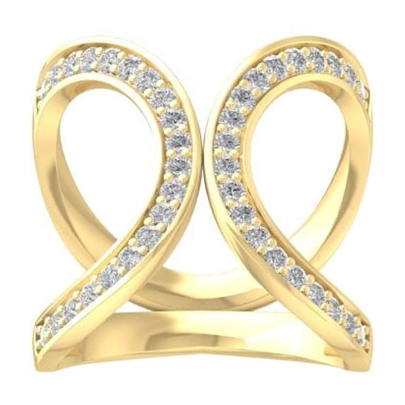 ARAIYA FINE JEWELRY 10K Yellow Gold Diamond Bypass Open Band Ring (1/3 cttw, I-J Color, I2-I3 Clarity) Size 5