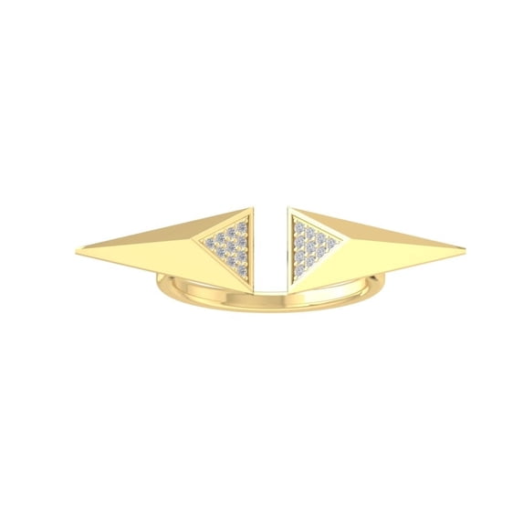 ARAIYA FINE JEWELRY 10K Yellow Gold Diamond Bypass Open Band Ring (1/8 cttw, I-J Color, I2-I3 Clarity) Size 6