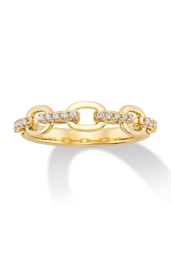 FINE JEWELRY 10K Yellow Gold Diamond Chain Link Band Ring (1/5 cttw, I-J Color, I2-I3 Clarity), Size 9