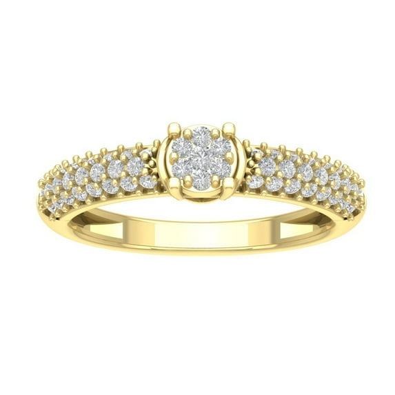 ARAIYA FINE JEWELRY 10K Yellow Gold Diamond Cluster Band Ring (1/2 cttw, I-J Color, I2-I3 Clarity), Size 10