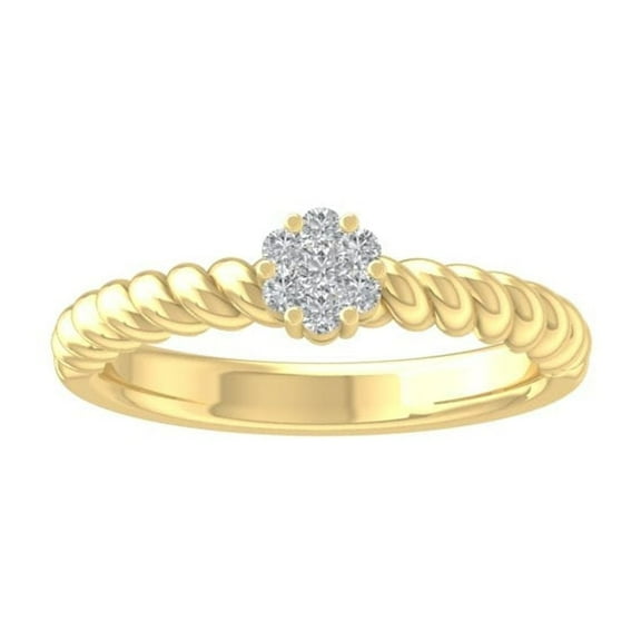ARAIYA FINE JEWELRY 10K Yellow Gold Diamond Cluster Band Ring (1/6 cttw, I-J Color, I2-I3 Clarity) Size 8.5