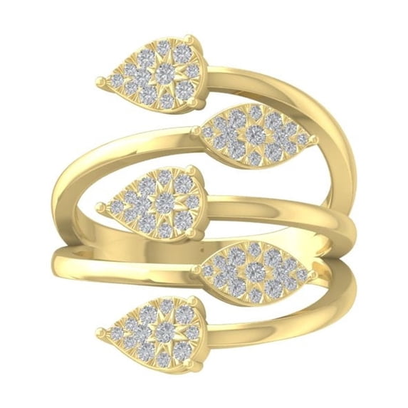 ARAIYA FINE JEWELRY 10K Yellow Gold Diamond Cluster Ring (1/2 cttw, I-J Color, I2-I3 Clarity) Size 5.5