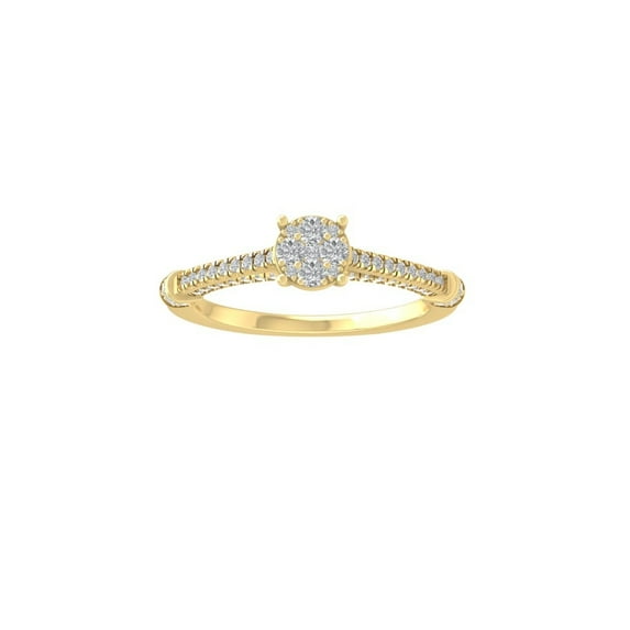 ARAIYA FINE JEWELRY 10K Yellow Gold Diamond Composite Cluster Engagement Ring (1/2 cttw, I-J Color, I2-I3 Clarity) Size 7
