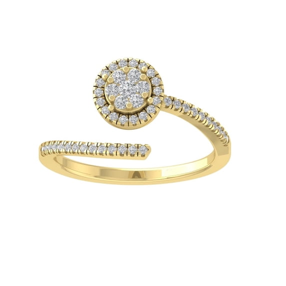 ARAIYA FINE JEWELRY 10K Yellow Gold Diamond Composite Cluster Engagement Ring (1/4 cttw, I-J Color, I2-I3 Clarity) Size 7