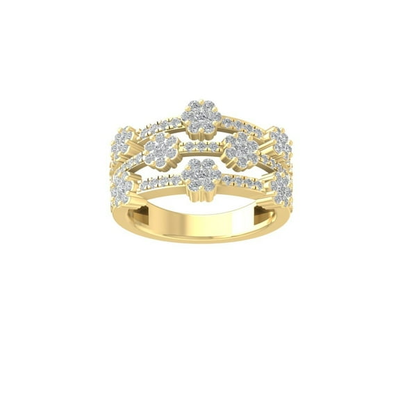 ARAIYA FINE JEWELRY 10K Yellow Gold Diamond Composite Cluster Engagement Ring (1 cttw, I-J Color, I2-I3 Clarity) Size 9