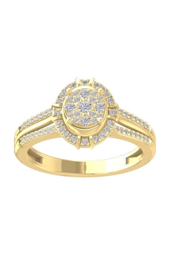 FINE JEWELRY 10K Yellow Gold Diamond Composite Cluster Ring (1/3 cttw, I-J Color, I2-I3 Clarity) Size 5.5