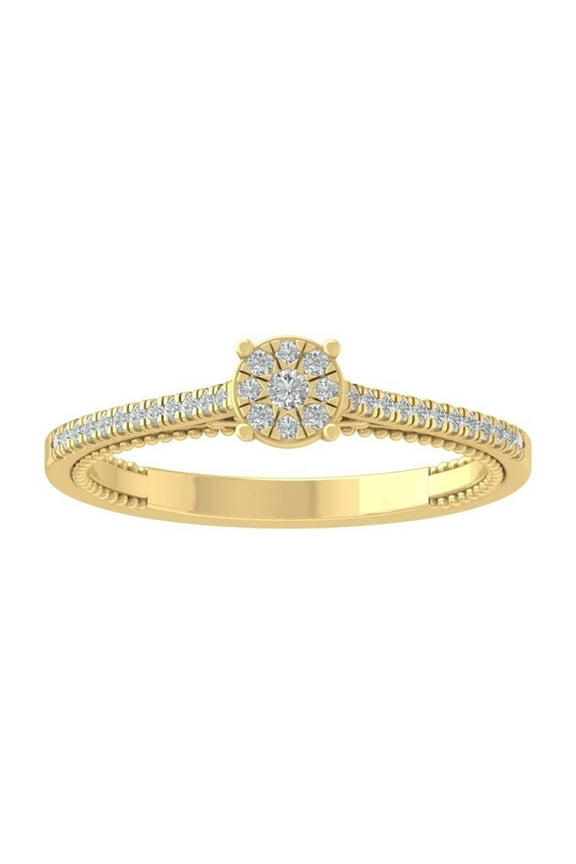 FINE JEWELRY 10K Yellow Gold Diamond Composite Cluster Ring (1/5 cttw, I-J Color, I2-I3 Clarity) Size 7.5