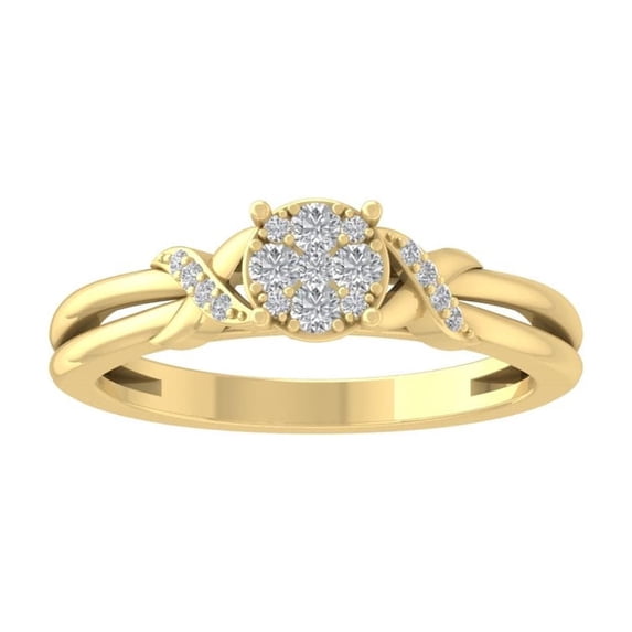 ARAIYA FINE JEWELRY 10K Yellow Gold Diamond Composite Cluster Ring (1/5 cttw, I-J Color, I2-I3 Clarity) Size 7.5