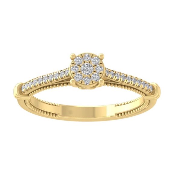 ARAIYA FINE JEWELRY 10K Yellow Gold Diamond Composite Cluster Ring (1/5 cttw, I-J Color, I2-I3 Clarity) Size 7