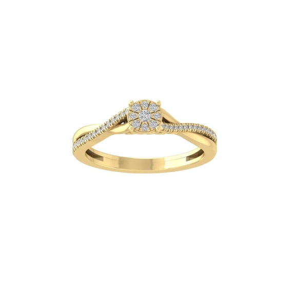 ARAIYA FINE JEWELRY 10K Yellow Gold Diamond Composite Cluster Ring (1/5 cttw, I-J Color, I2-I3 Clarity) Size 8.5
