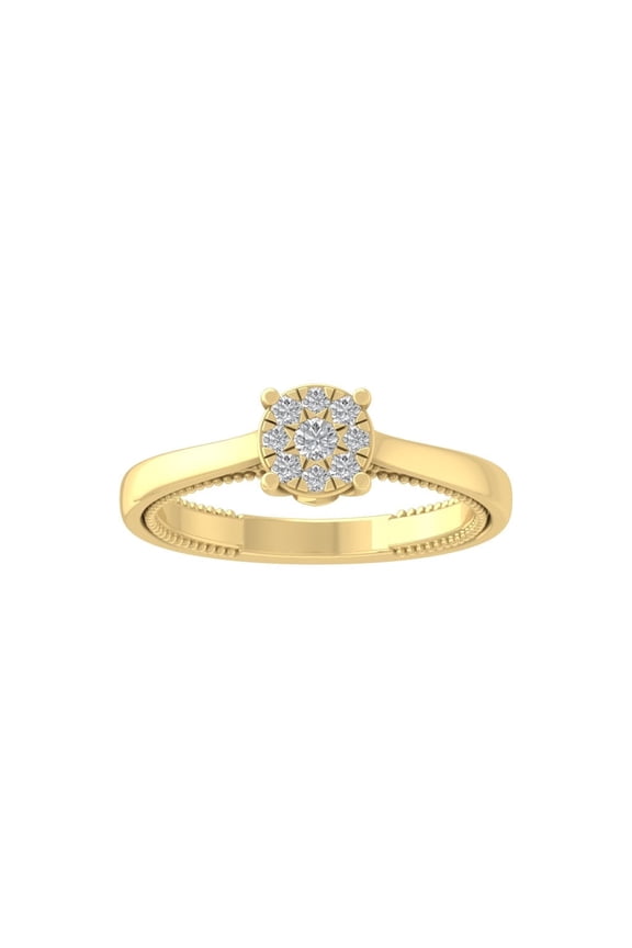 FINE JEWELRY 10K Yellow Gold Diamond Composite Cluster Ring (1/5 cttw, I-J Color, I2-I3 Clarity) Size 9