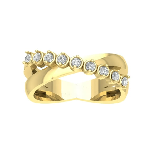 ARAIYA FINE JEWELRY 10K Yellow Gold Diamond Cross Band Ring (1/3 cttw, I-J Color, I2-I3 Clarity), Size 8.5